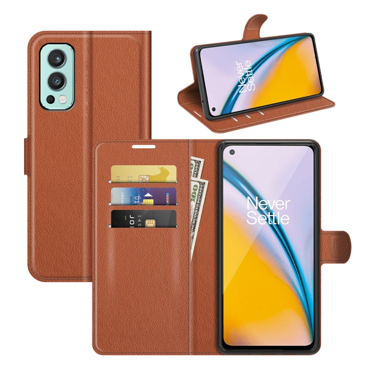 Brown litchi-texture flip wallet phone case with card holders and flip cover