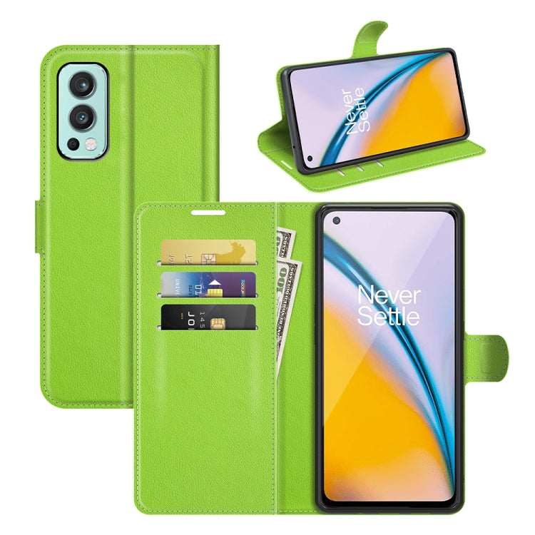 Green litchi-texture flip phone case with card slots and magnetic holder cover.