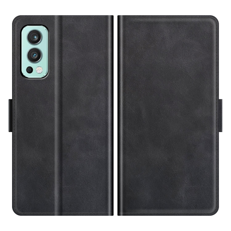 Black leather wallet-style flip case with camera cutout and inner card slots