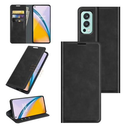 Black magnetic leather wallet phone case with card slots and foldable stand holder