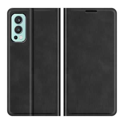 Black magnetic leather wallet phone case with card slots and protective front flap