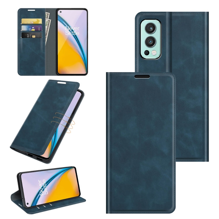 Dark blue magnetic leather wallet phone case with card slots and foldable stand holder