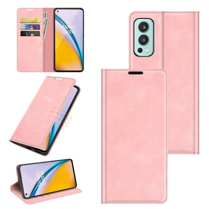 Pink magnetic leather wallet phone case with card slots and foldable stand holder