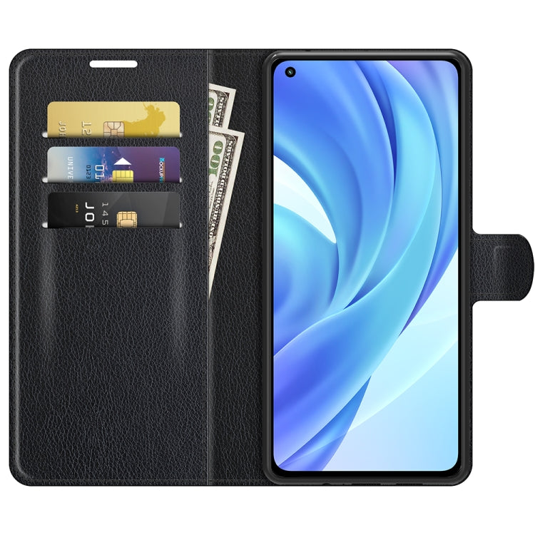 Xiaomi Mi 11 Lite flip protective case, black with card slots and built-in phone holder