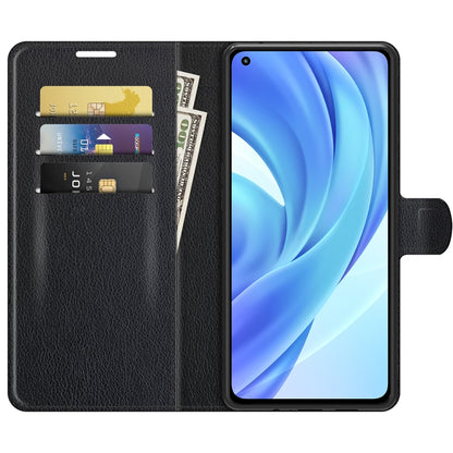 Xiaomi Mi 11 Lite flip protective case, black with card slots and built-in phone holder