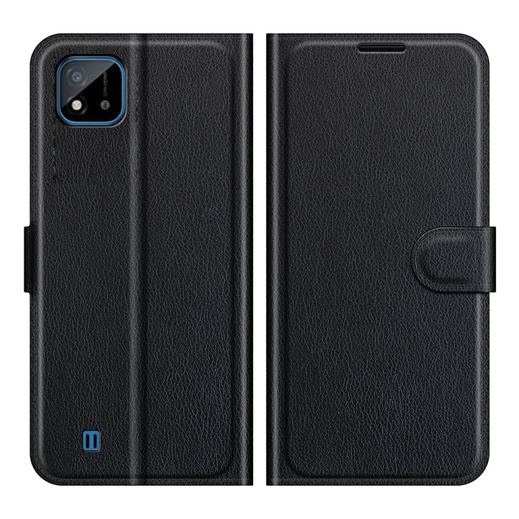 Black litchi-texture folio case with card holder and flip cover