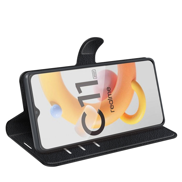 Black litchi-texture folio case with kickstand for hands-free viewing