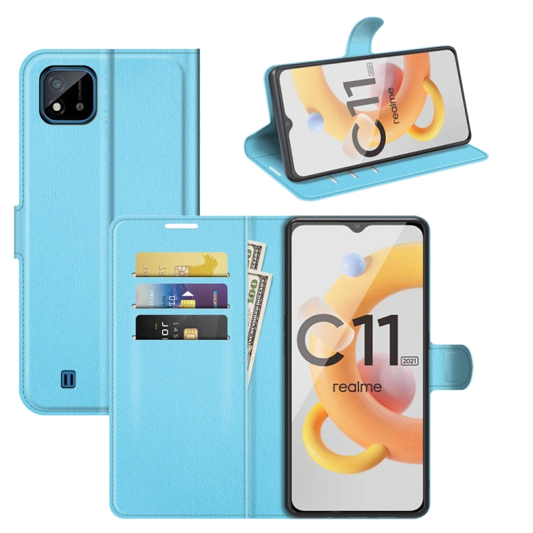 Light blue flip wallet phone case with card slots and stand holder for secure protection