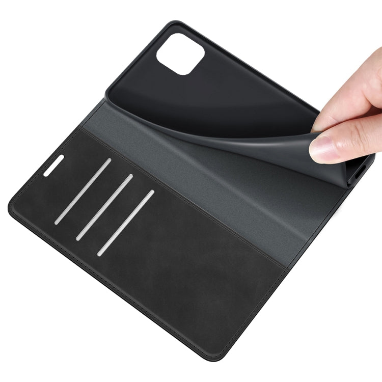Black leather phone wallet case interior with card slot openings