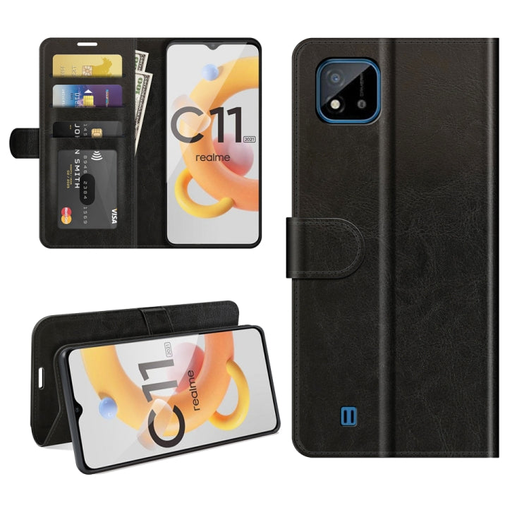 Black textured flip wallet case with card slots and stand for phone