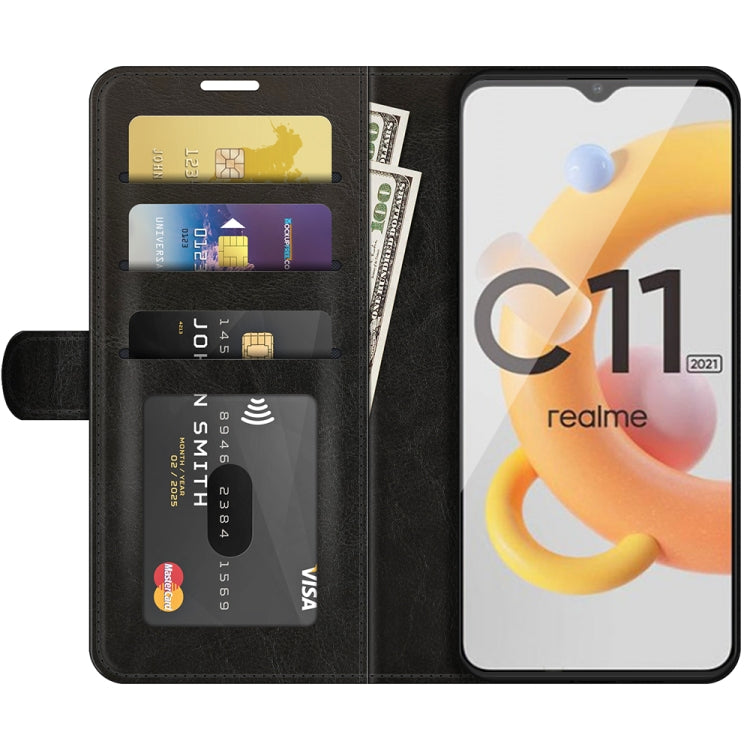 Black textured flip wallet case with card holder showing multiple card slots