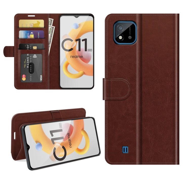 Brown textured flip wallet case with card slots and phone stand