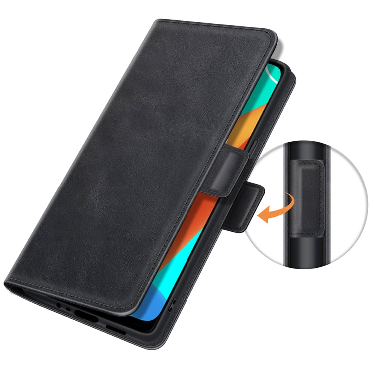 Black leather flip phone case with magnetic strap and card slot panel