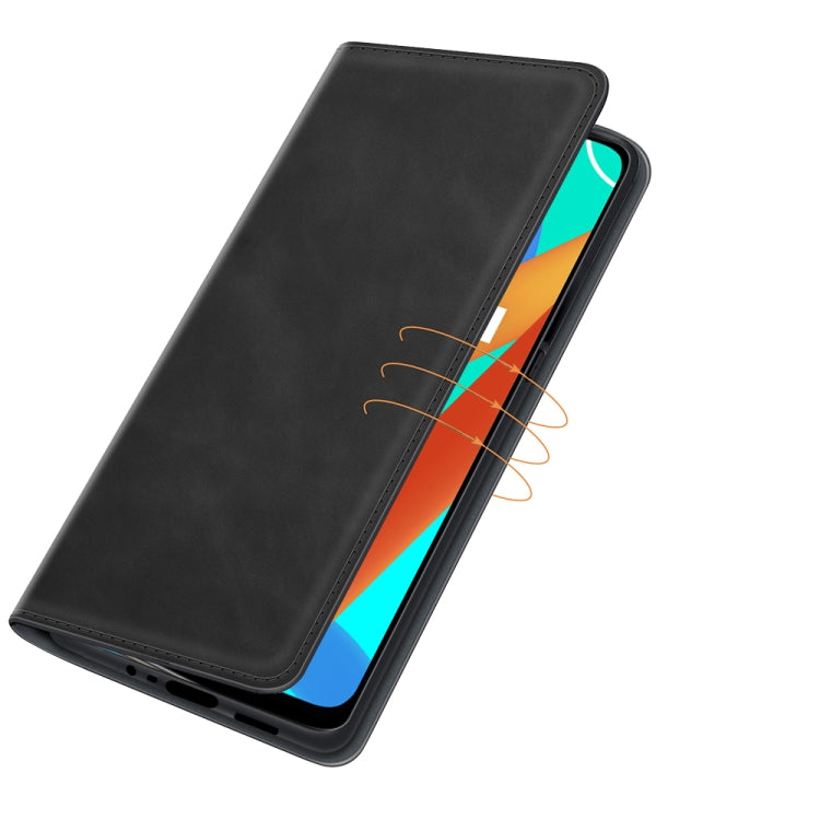 Black leather wallet phone case with magnetic closure and slim folio cover