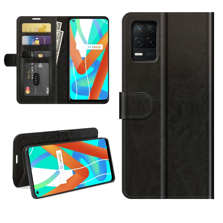 Black textured flip wallet phone case with card slots and holder