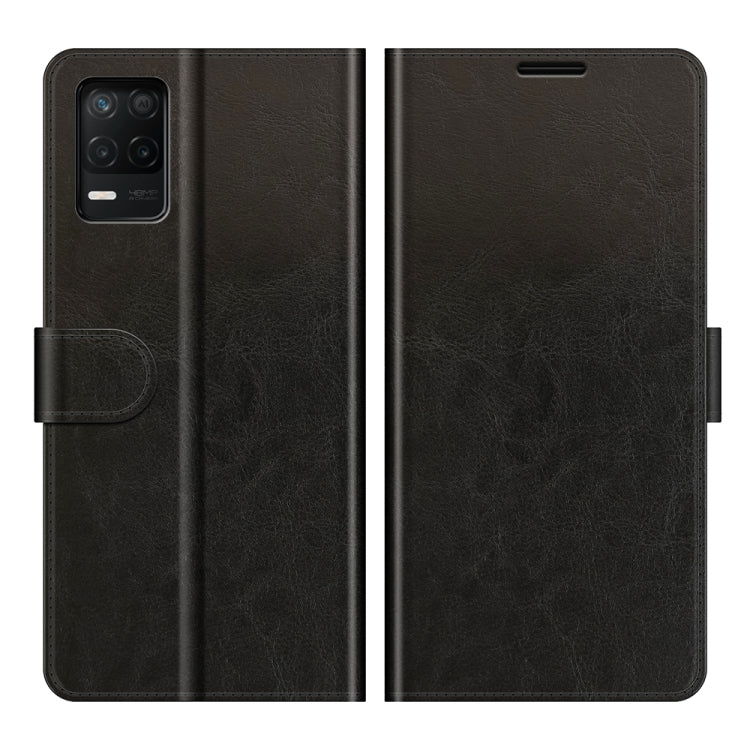 Black textured folio phone case with flip cover and side strap cutout