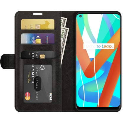 Black folio flip phone case with card slots and ID-style pocket