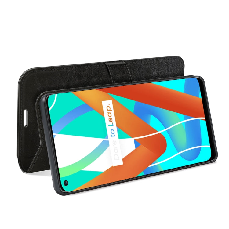 Black textured folio flip phone case with card slots and stand support