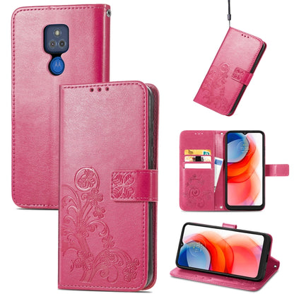 Embossed leather phone wallet case with lanyard, card slot, and stand; magenta pink