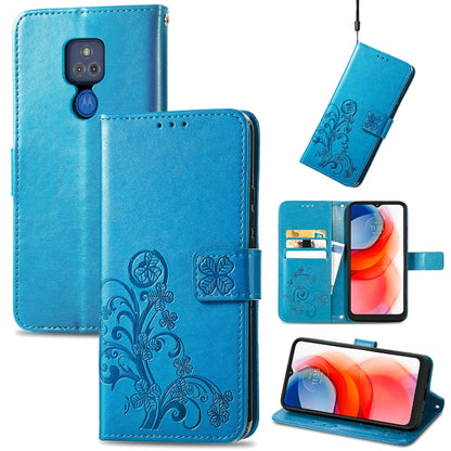 Embossed leather phone wallet case with lanyard, card slot, and stand; blue