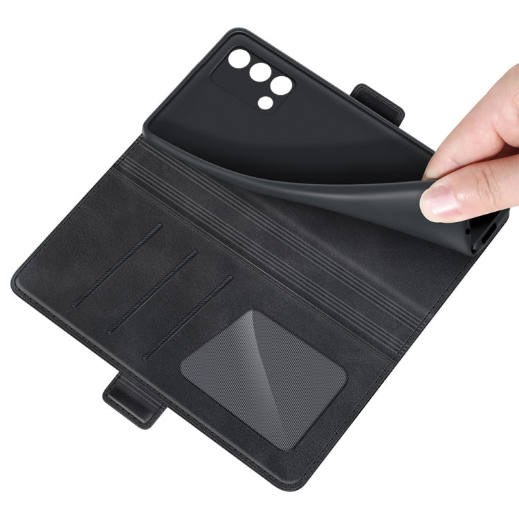Black leather wallet flip case interior with card slots and card pocket