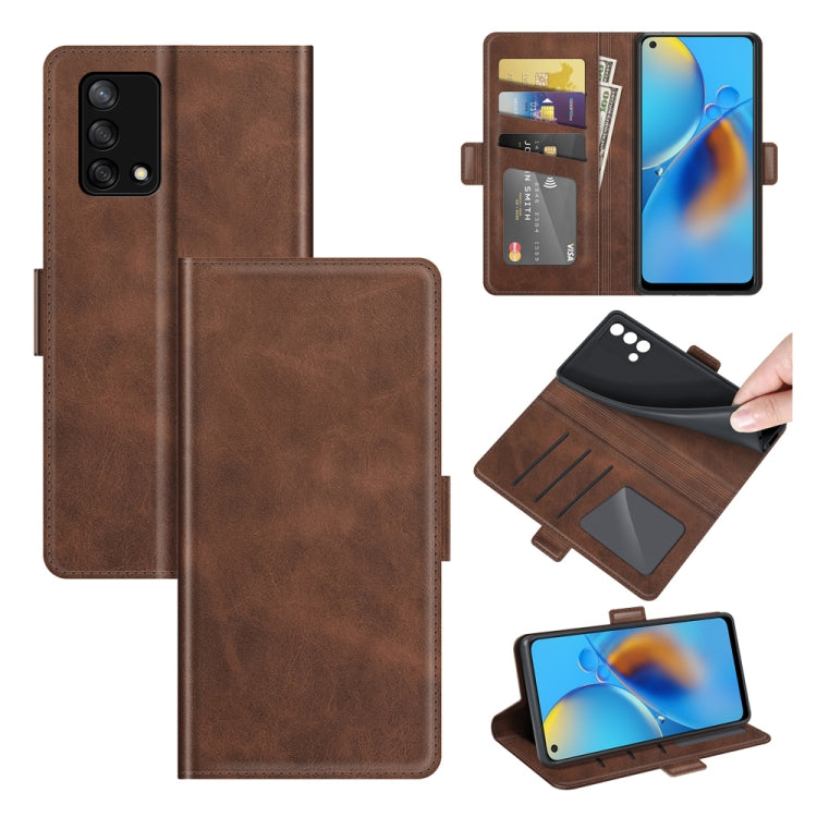 Brown leather horizontal flip case with magnetic closure and camera cutout