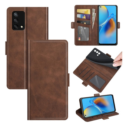 Brown leather horizontal flip case with magnetic closure and camera cutout