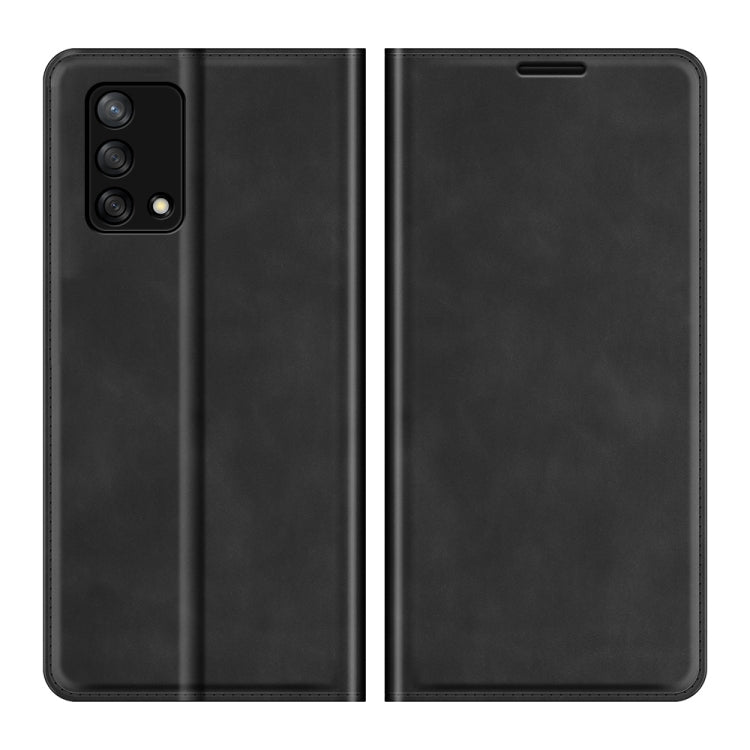 Black leather folio case showing back camera cutout and front cover panel