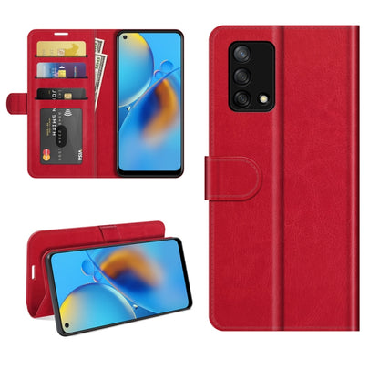 Red flip wallet phone case with card slots and protective folio cover