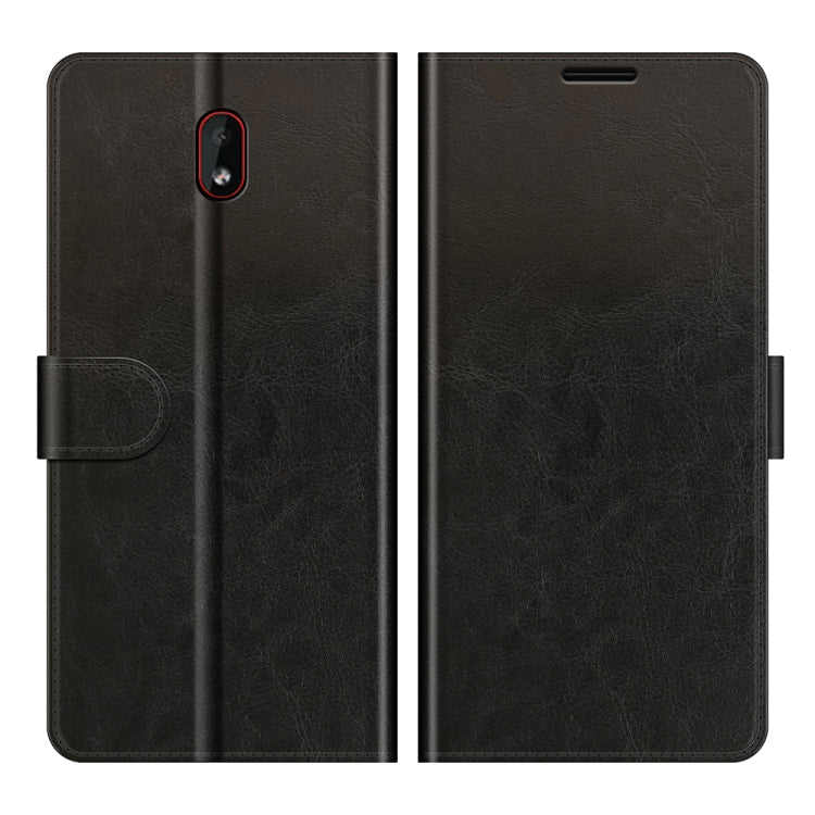 Black textured wallet flip phone case with camera cutout and front protective cover