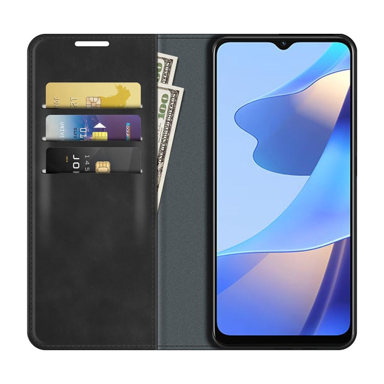 Black leather folio phone case with card slots and magnetic closure