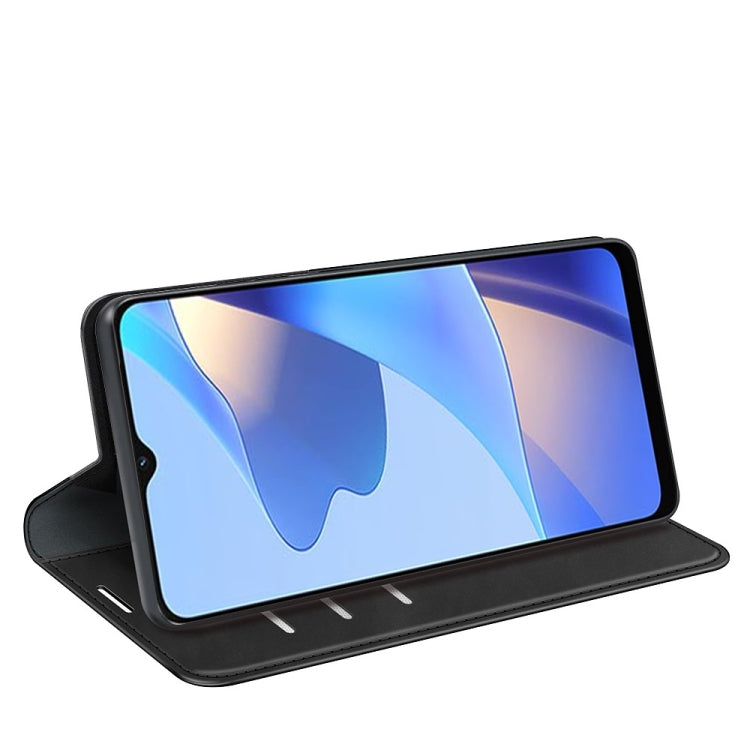 Black leather folio phone case folded stand for watching, with magnetic closure