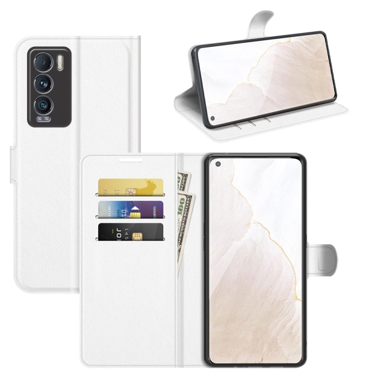 White litchi-texture flip phone case with card slots and stand