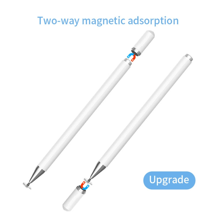 Two white touch screen styluses with pointed tips and magnetic ends