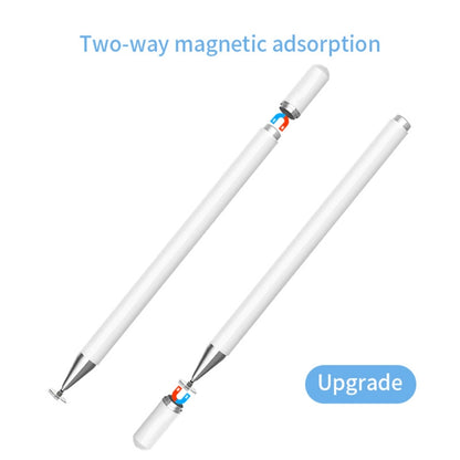Two white touch screen styluses with pointed tips and magnetic ends