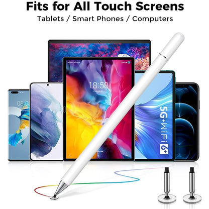White touch screen stylus across multiple tablets, with two spare tip stands