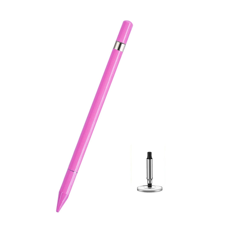 Pink capacitive touch screen stylus pen with pointed tip and metal collar