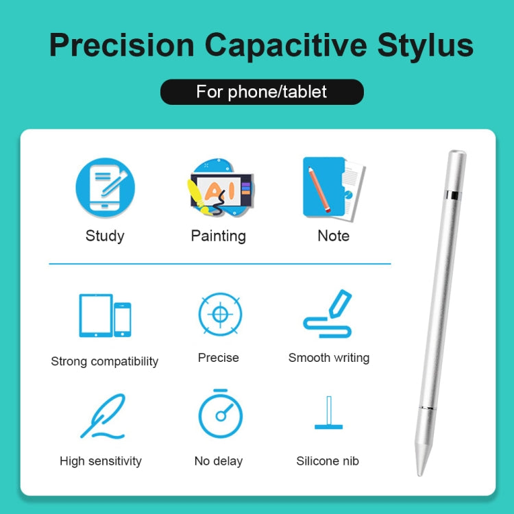 White capacitive stylus pen with pointed tip for touchscreen phones and tablets
