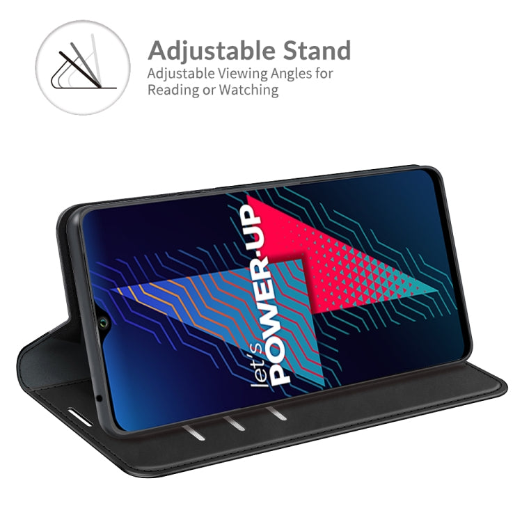 Black magnetic leather wallet case with adjustable stand for viewing