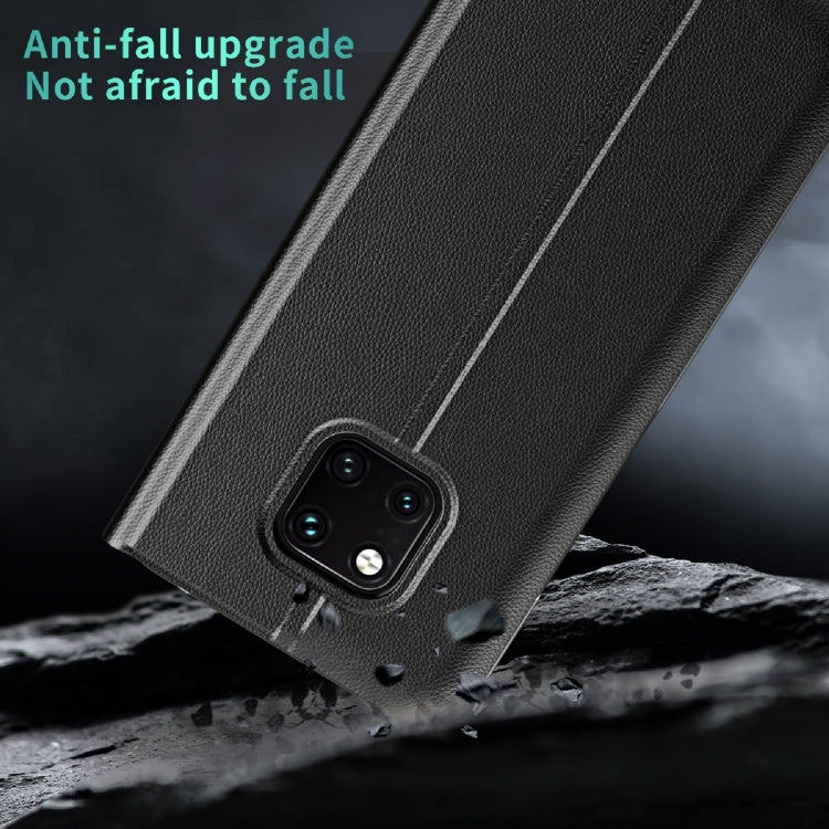 Ultra-thin leather flip phone case with holder, dark gray, angled stand