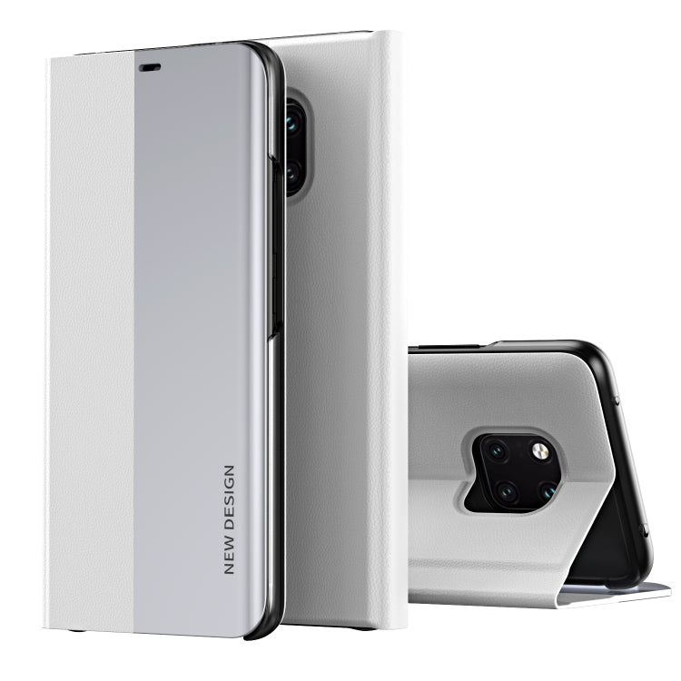 Two-tone flip leather phone case with holder, light gray and gray