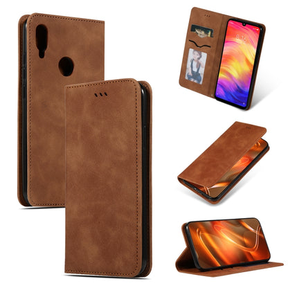 Magnetic flip leather case for phone, brown with card slot and viewing stand