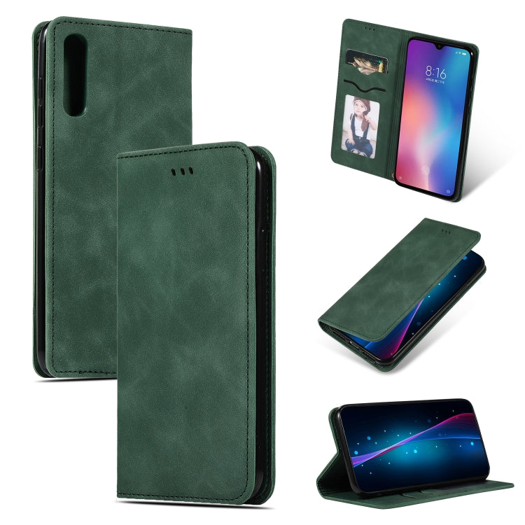 Army green leather magnetic flip wallet case with card slot and flip stand