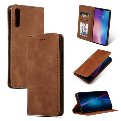 Brown leather wallet flip phone case with magnetic closure and card slot