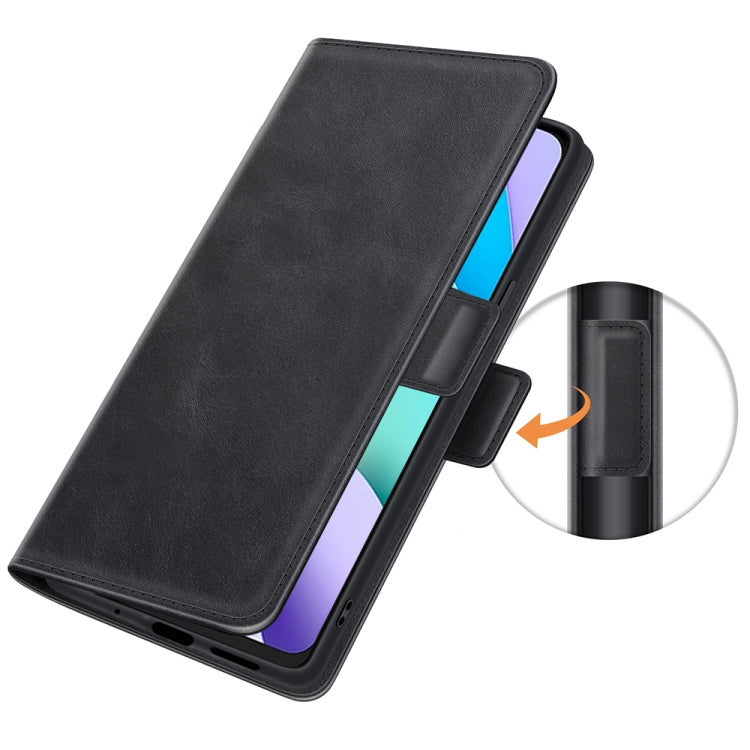 Black leather flip phone case with magnetic clasp and slim wallet fold