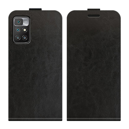 Black vertical flip leather phone case with cutouts and stand flap