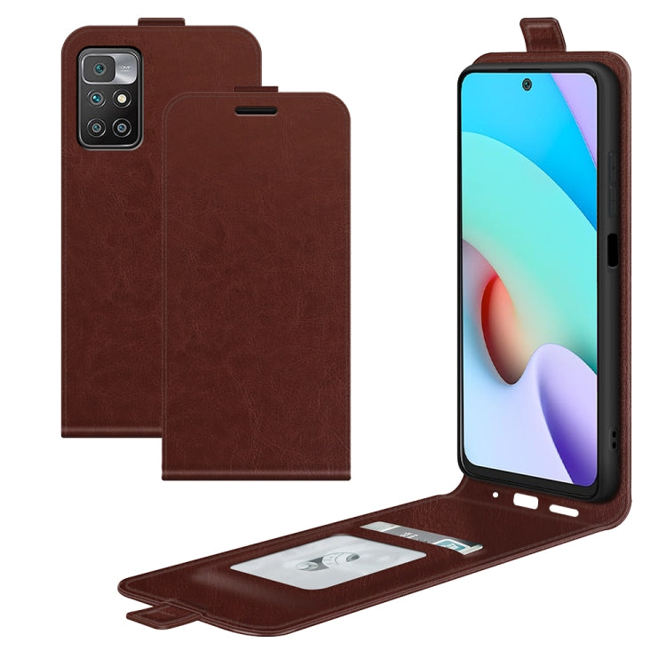Brown vertical flip leather phone case with phone cover and card/photo pocket