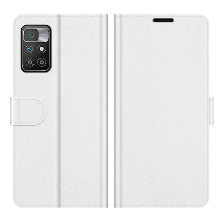 White flip wallet phone case with slim profile and cutouts for ports, back view