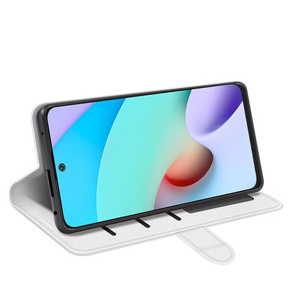 White folio flip phone case with card holder and standing angle for Redmi 10