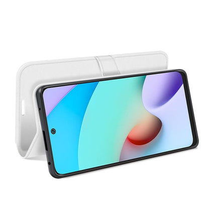 White flip wallet phone case with card holder, folio design for Redmi 10